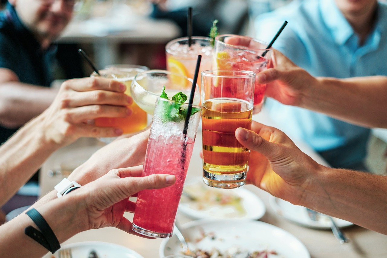 happy holidays, cocktails, drinks, alcohol, alcoholic, glass, beverage, party, alcoholic drinks, cold, restaurant, liquor, celebration, drinking, summer, fresh, juice, red, refreshment, saluting, nature, straws